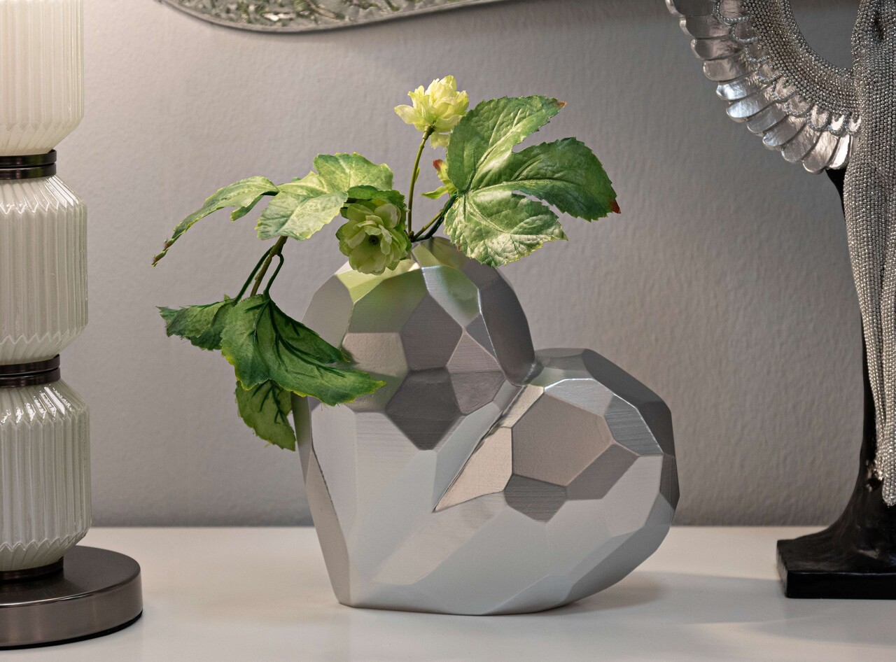 Vaza decorativa Heart, Mauro Ferretti, 19x9x18 cm, polirasina, argintiu - imagine 7